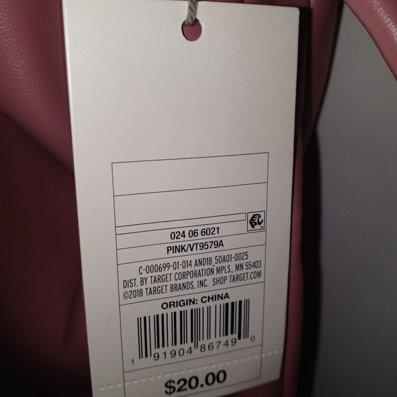 A New Day Rose pink Faux Leather Cinch Purse w Shoulder Strap. Lined - Picture 6 of 6